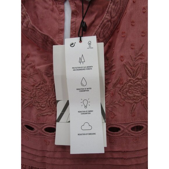 Zara Dress XS Fit Flare Mini Embroidered Eyelet Boho Cottagecore NEW - Picture 12 of 15